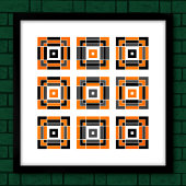 オレンジと黒のタイル ポスター