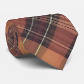 オレンジと黒のタータンチェック、暖かくトレンディーのパターン ネクタイ (ロール)