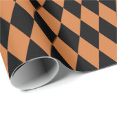 オレンジと黒のダイヤモンドハーレクインパターン ラッピングペーパー (ロールコーナー)