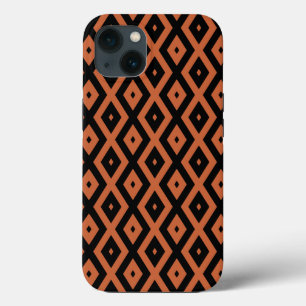 オレンジと黒のダイヤモンドパターンケースメイトiPhone iPhone 13ケース