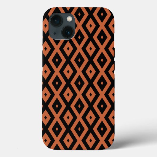 オレンジと黒のダイヤモンドパターンケースメイトiPhone Case-Mate iPhoneケース (裏面)