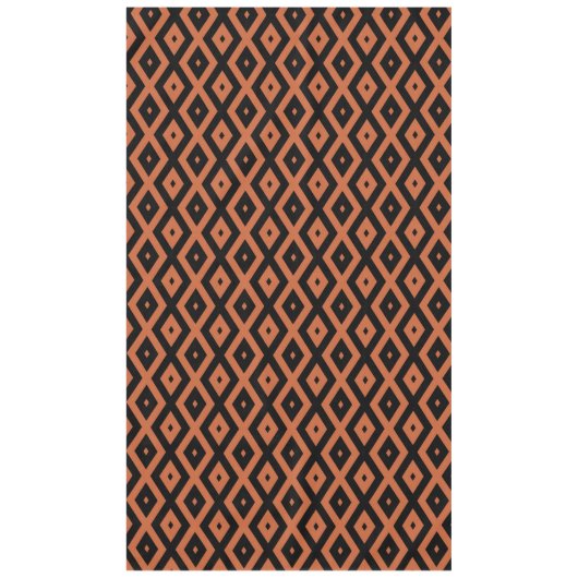 オレンジと黒のダイヤモンドパターン テーブルクロス (正面)