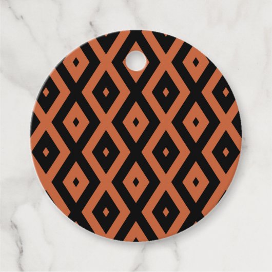 オレンジと黒のダイヤモンドパターン フェイバータグ (正面)