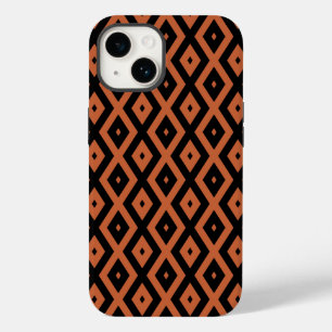 オレンジと黒のダイヤモンドパターン Case-Mate iPhone 14ケース
