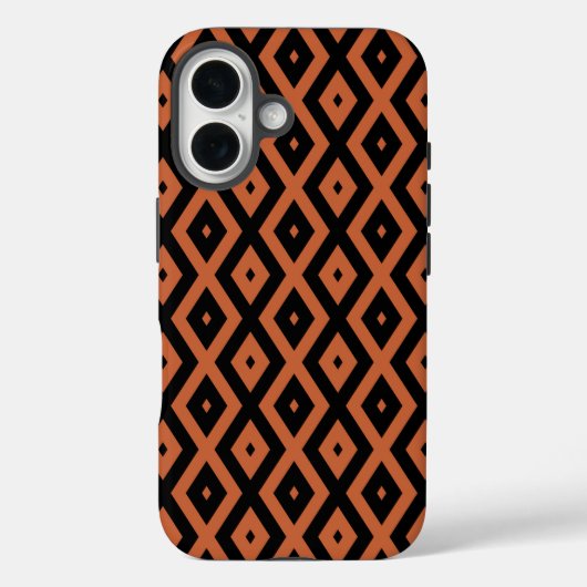 オレンジと黒のダイヤモンド柄 Case-Mate iPhoneケース (裏面)