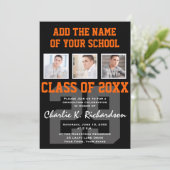 オレンジと黒のチームがスポーツの卒業をカラーに 招待状 (スタンド正面)