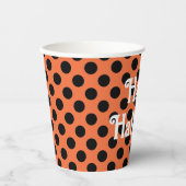 オレンジと黒のドットハッピーハローウィン 紙コップ (正面)