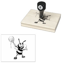 オレンジと黒のハチミツバチゴムのスタンプ