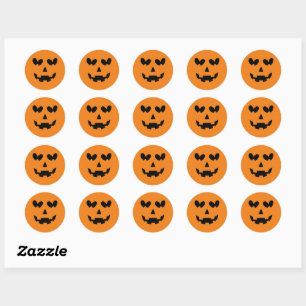 オレンジと黒のハッピー ハート型 カボチャ ハロウィン ラウンドシール