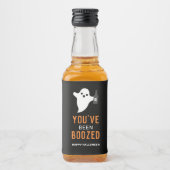 オレンジと黒のハロウィンに酔っぱらった リキュールボトルラベル (正面)