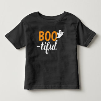 オレンジと黒のハロウィンのかわいいお化けのデザイン トドラーTシャツ