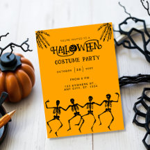オレンジと黒のハロウィンパーティースケルトン