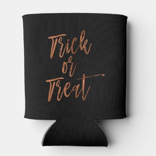 オレンジと黒のハロウィーンをトリックまたは治療する 缶クーラー (裏面)