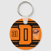 オレンジと黒のバスケットボールレターと番号 キーホルダー (正面)