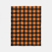 オレンジと黒のバッファローのプレイド フリースブランケット (正面)