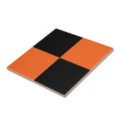 オレンジと黒のバッファローチェックプレイド タイル (側面)