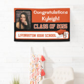 オレンジと黒のビニール卒業バナー 横断幕 (インサイチュ)