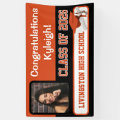 オレンジと黒のビニール卒業バナー 横断幕 (縦)