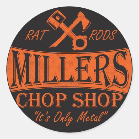 オレンジと黒のロゴシール ラウンドシール (正面)