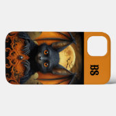 オレンジと黒の不気味なハロウィンのコウモリ Case-Mate iPhoneケース (裏面 (横))