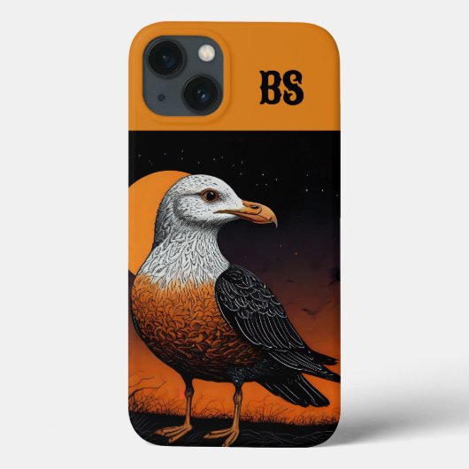 オレンジと黒の不気味なハロウィンカモメ Case-Mate iPhoneケース (裏面)
