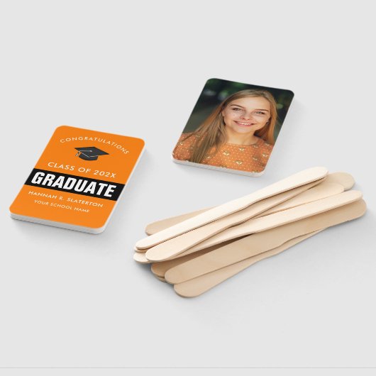 オレンジと黒の写真卒業ハンドファン ハンドファン (組立なし)