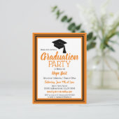 オレンジと黒の学校のカラーズグラードパーティー インビテーションポストカード (スタンド正面)