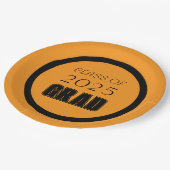 オレンジと黒の学校のカラー卒業 ペーパープレート (アングル)