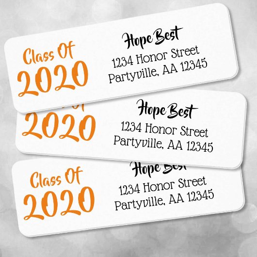 オレンジと黒の学校の色のクラス年のアドレス ラベル