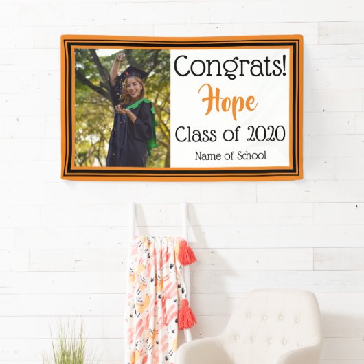 オレンジと黒の学校カラー写真 横断幕 (インサイチュ)