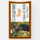 オレンジと黒の学校カラー写真 横断幕 (縦)