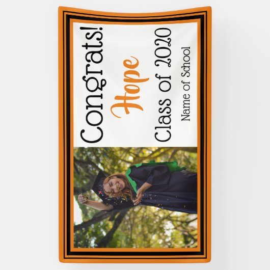 オレンジと黒の学校カラー写真 横断幕 (縦)