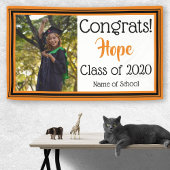 オレンジと黒の学校カラー写真 横断幕