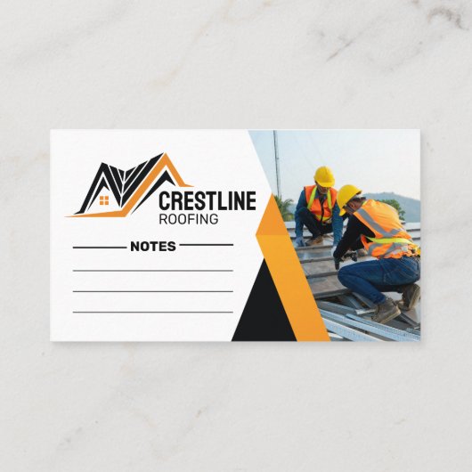 オレンジと黒の屋根工事請負業者の家の修理 名刺 (裏面)