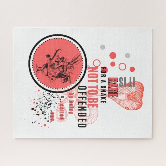 オレンジと黒の怒ったヘビ皮肉引用文 ジグソーパズル (横)