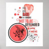 オレンジと黒の怒ったヘビ皮肉引用文 ポスター (正面)