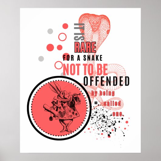 オレンジと黒の怒ったヘビ皮肉引用文 ポスター (正面)