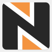 オレンジと黒の文字Nスタンプ スクエアシール (正面)