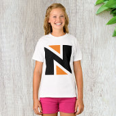 オレンジと黒の文字N女の子Tシャツ Tシャツ