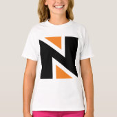 オレンジと黒の文字N女の子Tシャツ Tシャツ (正面)