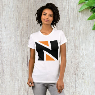 オレンジと黒の文字N女性Tシャツ Tシャツ