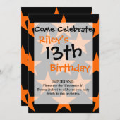 オレンジと黒の星すごいのパターン 招待状 (正面/裏面)