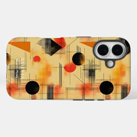 オレンジと黒の暖かいジオメトリックアートフォンケース Case-Mate iPhoneケース (裏面 (横))