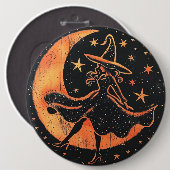 オレンジと黒の月と星の魔女ボタン 缶バッジ (正面&裏面)