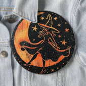 オレンジと黒の月と星の魔女ボタン 缶バッジ (インサイチュ)