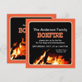 オレンジと黒の焚き火パーティー 招待状 (正面/裏面)