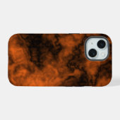 オレンジと黒の煙 iPhone 15ケース (裏面横)