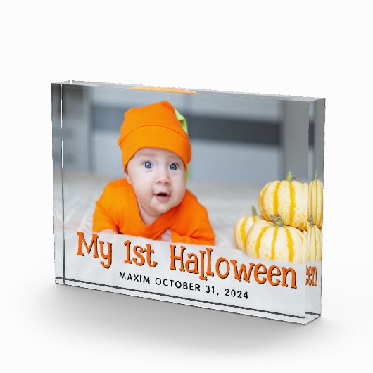 オレンジと黒の私の最初のハロウィーンの写真 フォトブロック (右)