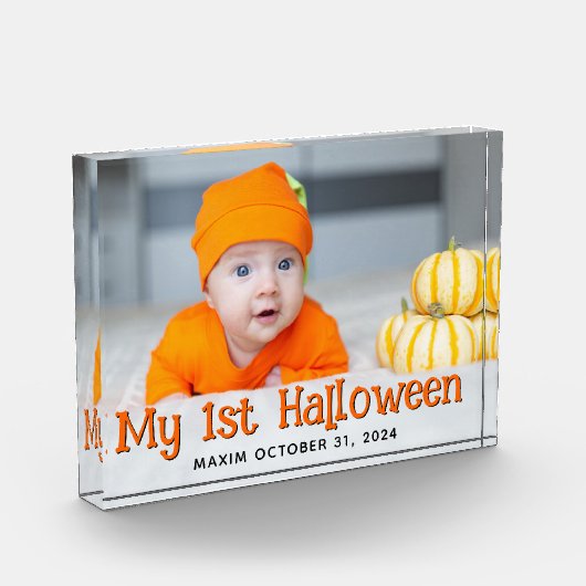 オレンジと黒の私の最初のハロウィーンの写真 フォトブロック (左)