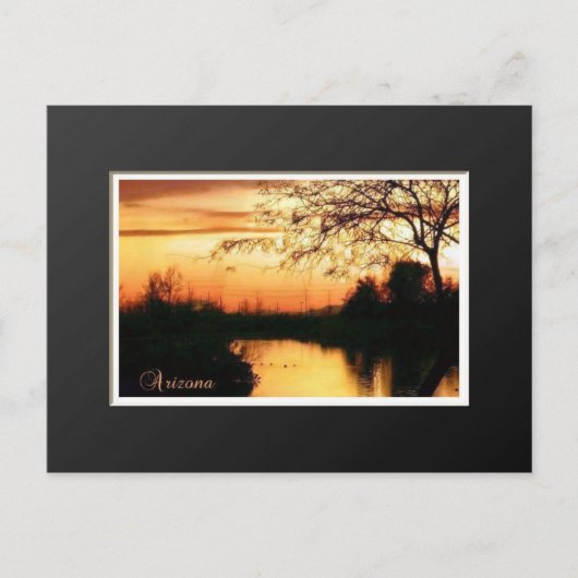 オレンジと黒の葉書でアリゾナの夕日 ポストカード (正面)